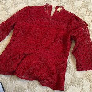 Elegant Red Lace Women's Top